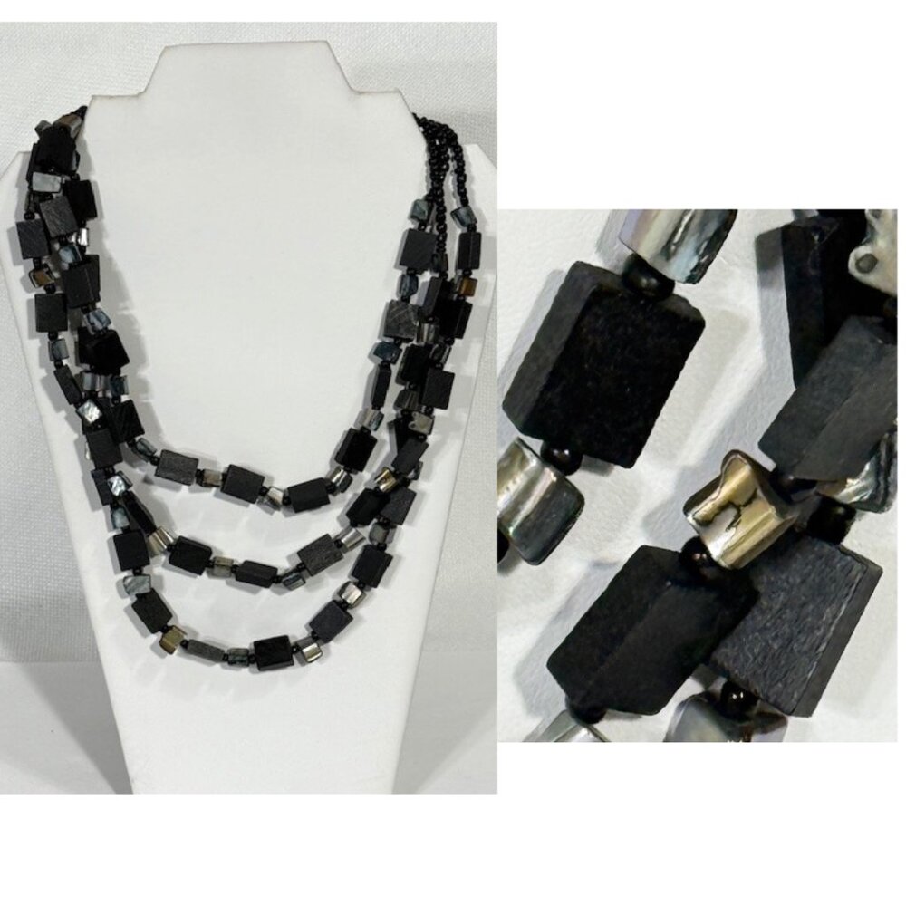 Black and mother of pearl bead 20" necklace.